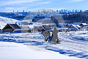 The mountains and Kazakh herdsmen home