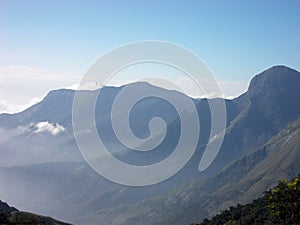 Mountains of Kerala with misty conditions