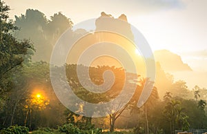 Mountains in Khao Sok national park in Thailand