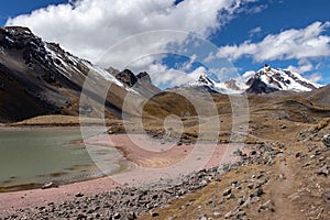 Mountains with a lagoon as seen from the Ausangate Trek, Andes Mountains, Peru