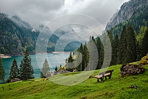 Mountains lake Gosau in Austria Alps