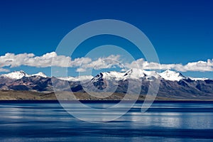 Mountains and lake in Qinghai-Tibet Plateau