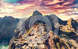 Mountains landcape at sunset. Tatra mountains