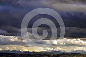 Mountains. Landscape of Alps. Sky and mountains. Mountains at Sunset. Cloudy weather. Storm. Thunder photo