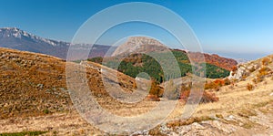 Mountains landscape at autumn season - mountain pasture Demerdzhi, Crimea, Ukraine