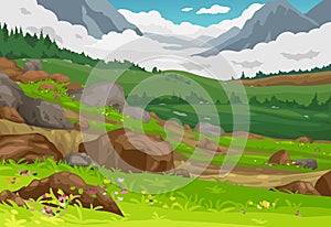 Mountains landscape background vector