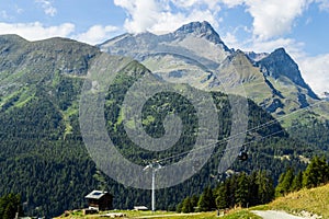 Mountains landscape with cable car