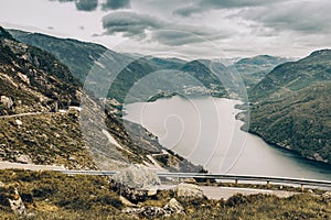 Mountains landscape and fjord in Norway