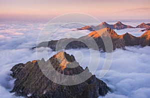 Mountains with Inversion at Sunset