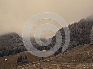 Mountains landscape in the mist