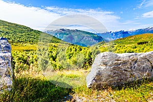 Mountains landscape. Norwegian scenic route Aurlandsfjellet