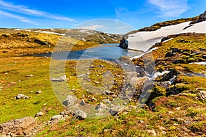 Mountains landscape. Norwegian scenic route Aurlandsfjellet