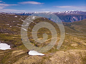 Mountains landscape. Norwegian scenic route Aurlandsfjellet