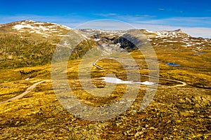 Mountains landscape. Norwegian scenic route Aurlandsfjellet