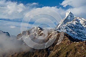 Mountains landscape view at Mardi Himal Trek in Himalaya mountains