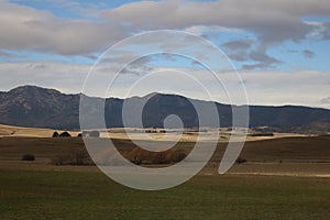 Distant mountains on a cloudy day