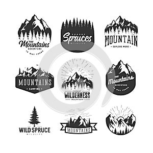 Mountains logos set
