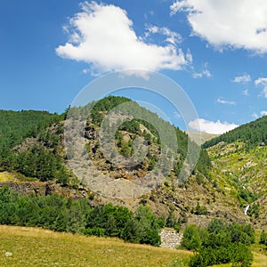 mountains, meadows and blue sky