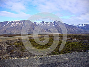 Mountains and melting permafrost on Spitzbergen, Norway