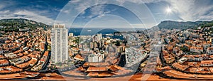 Mountains in Monaco Monte-Carlo city riviera Drone summer photo Air 360 vr virtual reality drone panorama