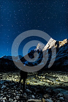 Mountains Moon rise Himalaya