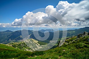 Mountains with motion blur clouds