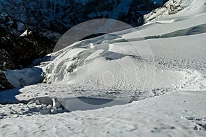 Nepal mountains, eight-thousander mountain peak area in Himalaya photo