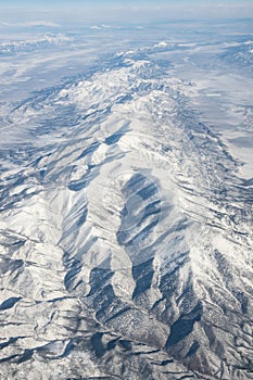 Mountains of North America central states of USA from airplane photo