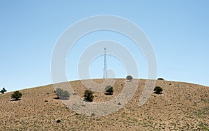 Mountains with oak trees and clear blue sky