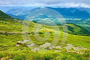 Mountains panorama green meadow mountainside landscape