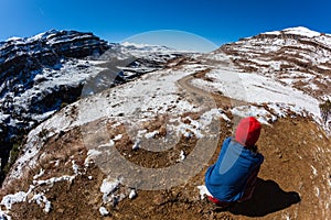 Mountains Pass Snow Girl Adventure