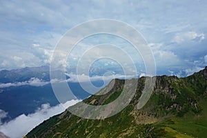 Mountains  peak  horizon  clouds  Krasnaya Polyana  North Caucasus  nature of Russia.