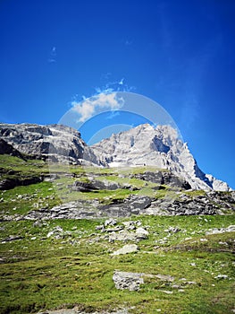 Mountains peak under blue sky,  Monte Cervino - Matterhorn