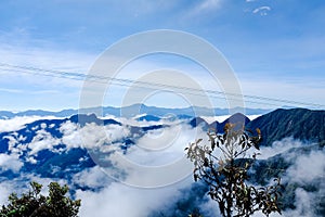 Mountains peaking from clouds photo