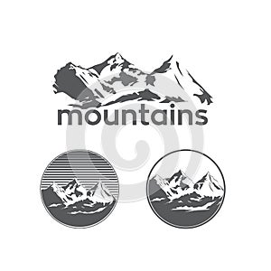 Mountains Peaks on White Background photo