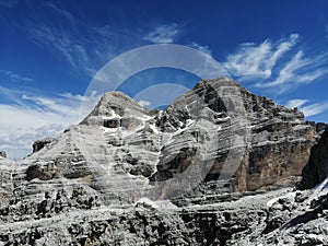 Mountains piramides in Dolomites photo
