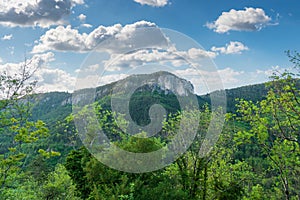 Mountains and plateaus surrounding the Cirque de Navacelles, in Hérault, Occitanie, France