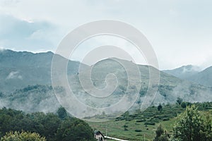 Mountains of Prevalla, Prizren, Kosovo in the morning fog