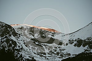 Mountains in the Pyrenees in Andorra in winter with lots of snow