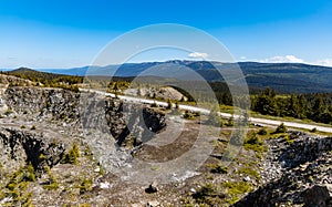 Mountains of Quartz mine Stanislaw at sunny day