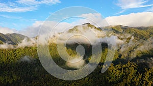 Mountains with rainforest and clouds. Philippines, Mindanao