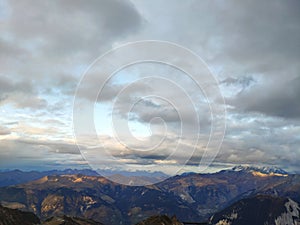 Mountains range with clouds and blue sky