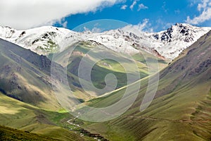 Mountains range with snowy peaks, Tien Shan