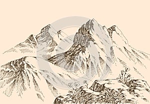 Mountains ranges hand drawing photo