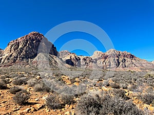 Mountains at Red Rock Canyon on a beautiful sunny day