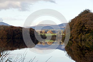 Mountains reflected on the river blackwater