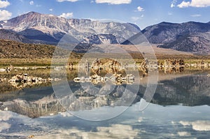 Mountains reflecting in Mono Lake, California, USA