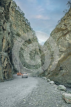 mountains in the Republic of North Ossetia-Alania.karmadon gorge