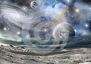 Mountains ridges and galaxies