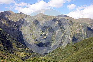 High mountains ridges and peeks